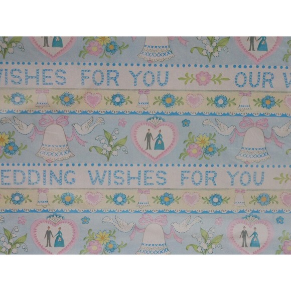 Vtg Wedding Gift Wrapping Paper 2 Sheets 7.9 Sq. Ft. Hearts Bells Doves - Picture 4 of 6